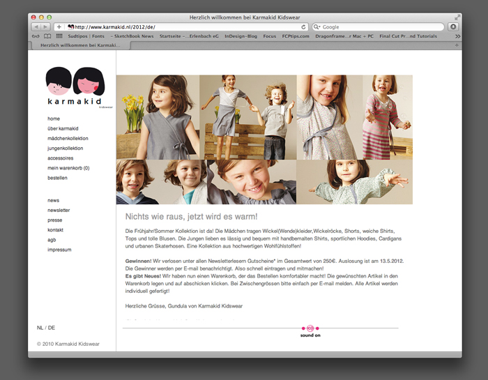 karmakid – kidswear / Webauftritt mit Warenkorbfunktion